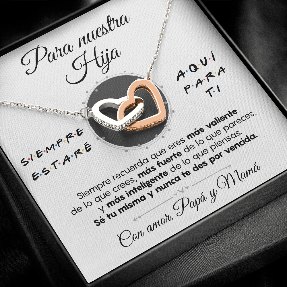 Collar con tarjeta dedicatoria "Siempre estaré aquí para ti" Papá y Mamá