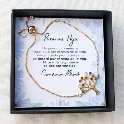 Pulsera de Árbol de la Vida con tarjeta "Te amaré siempre" - Dorada - Margaritas