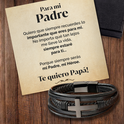 Pulsera de cruz y tarjeta dedicatoria - Mi héroe