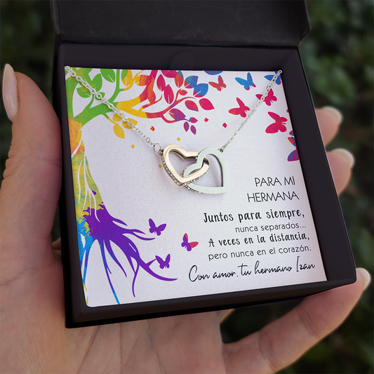 Collar con tarjeta dedicatoria "Juntos para siempre" - Hermana - Personalizado