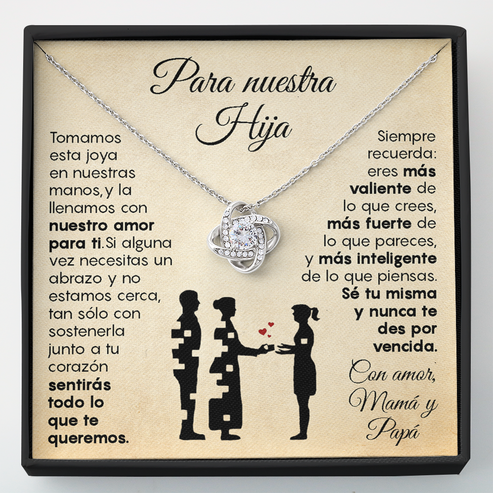 Collar de nudo con tarjeta dedicatoria "Nuestro amor para ti"