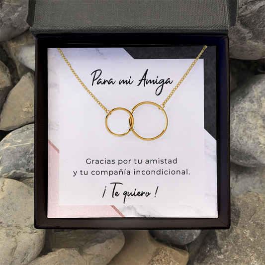 Collar de Aros con tarjeta dedicatoria "Amiga incondicional"