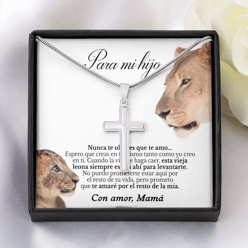 Collar y tarjeta dedicatoria - Cree en ti mismo - Personalizado Cruz